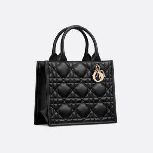 Sac Dior Book Tote Small – Cuir de veau Macrocannage noir